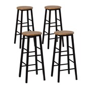 VINTIQUEWISE Set of 4 28 Wooden High Rustic Round Bar Stool with Footrest for Indoor and Outdoor QI004466.4